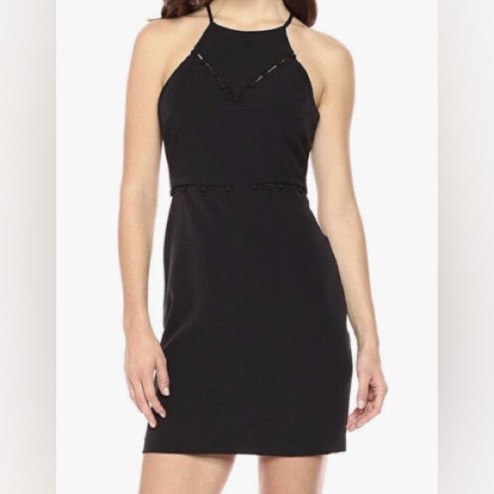 NWT LAUNDRY BY SHELLI SEGAL Women's Button Trim Cocktail Dress Black Size 4